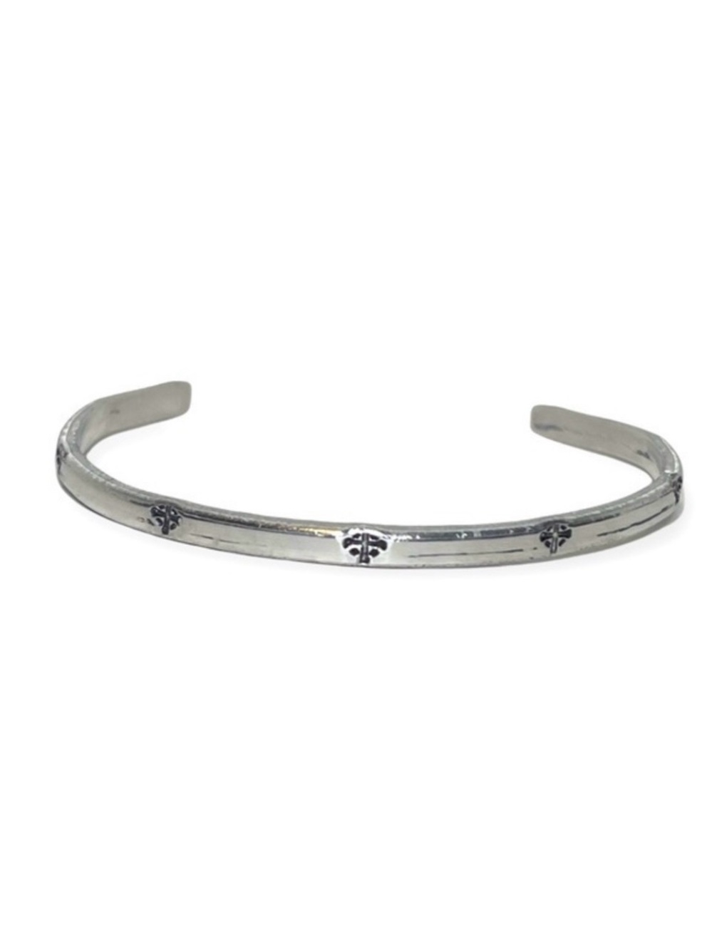 Handmade stamped Celtic Cross delicate stackable silver adjustable cuff bracelet